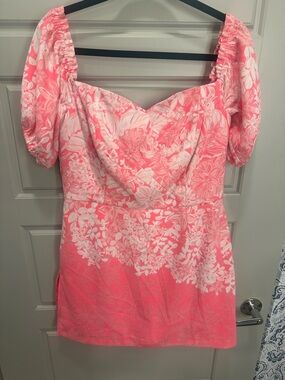 Lilly Pulitzer Winola Off the Shoulder Romper Roxie Pink Women’s 10 NWT